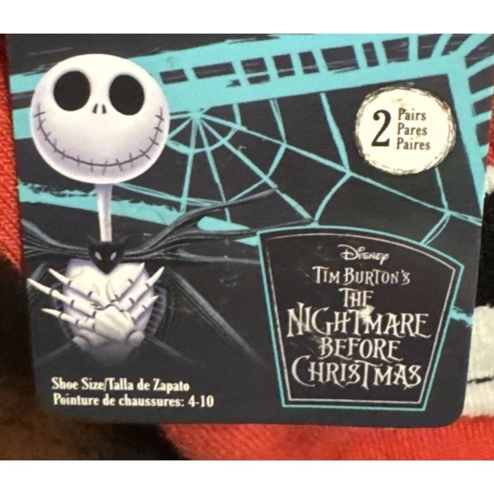 Disney Nightmare Before Christmas Ankle Socks Sally Jack 2 Pair Sz 4-10 New
